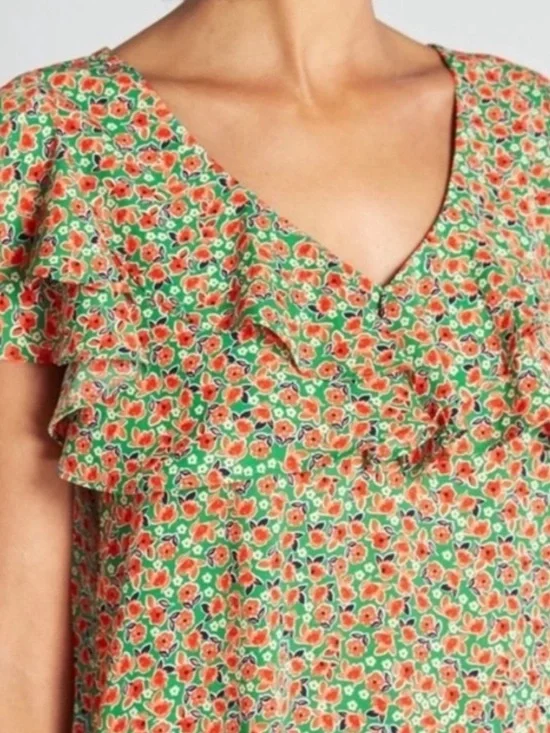 NWT Modcloth Molly Bracken Poised For Poppies Floral Ruffle Short Sleeve Dress - Picture 2 of 16